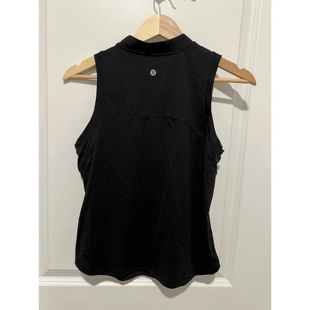 Lululemon Front-Zip Mock-Neck Tennis Tank Top Black Size‎ 6 Athletic Pickleball